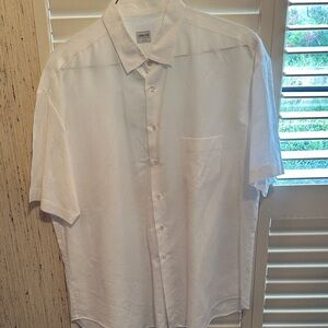 Armani Collezioni Classic White Button Down Linen Shirt